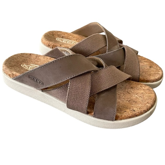 KEEN Elle Mixed Slide Platform Sandals Brindle / Birch Size 6.5 - Picture 3 of 7